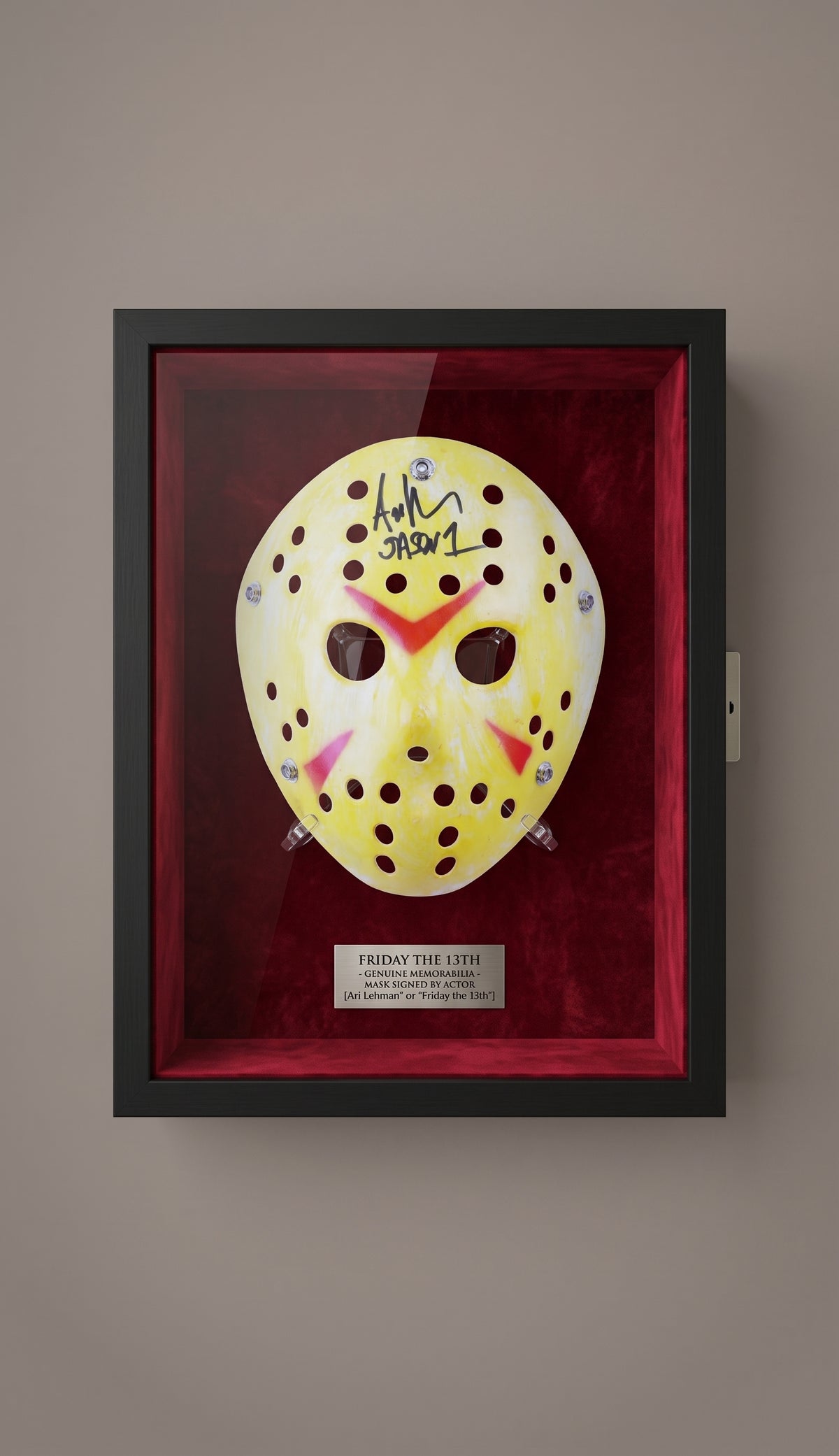 Máscara de Hockey Autografiada por Ari Lehman (Jason Voorhees). Viernes 13. Certificado de Autenticidad