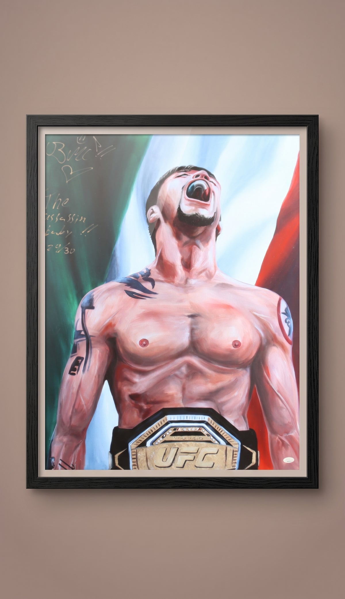 Póster Enmarcado 61x76 cm Autografiado por Brandon Moreno. UFC. Edición Limitada a 30 Piezas. Certificado JSA