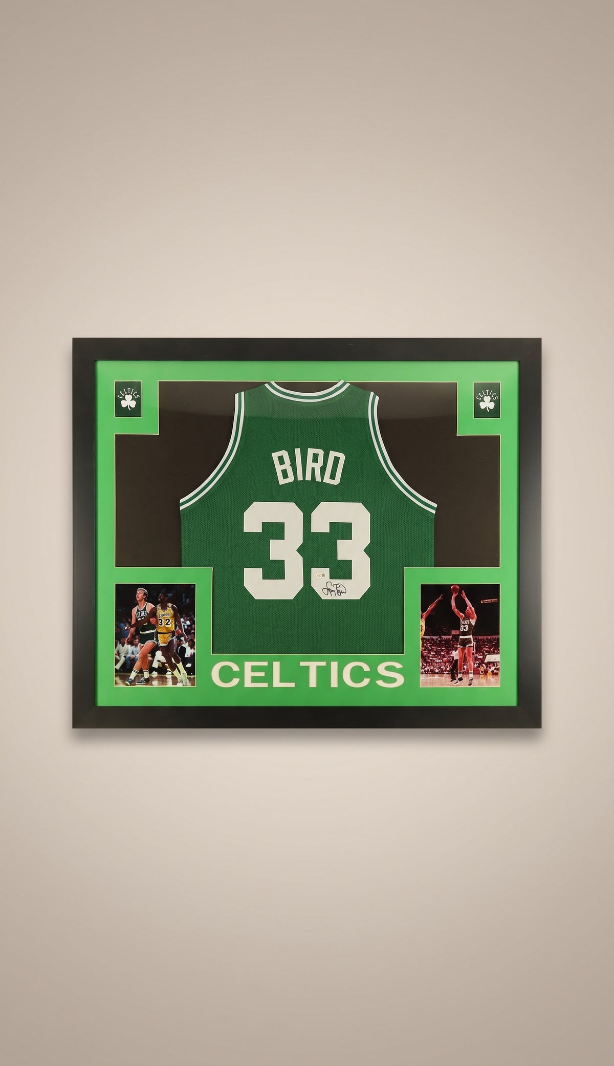Jersey Autografiado de Larry Bird. Boston Celtics #33, Enmarcado con Certificación JSA