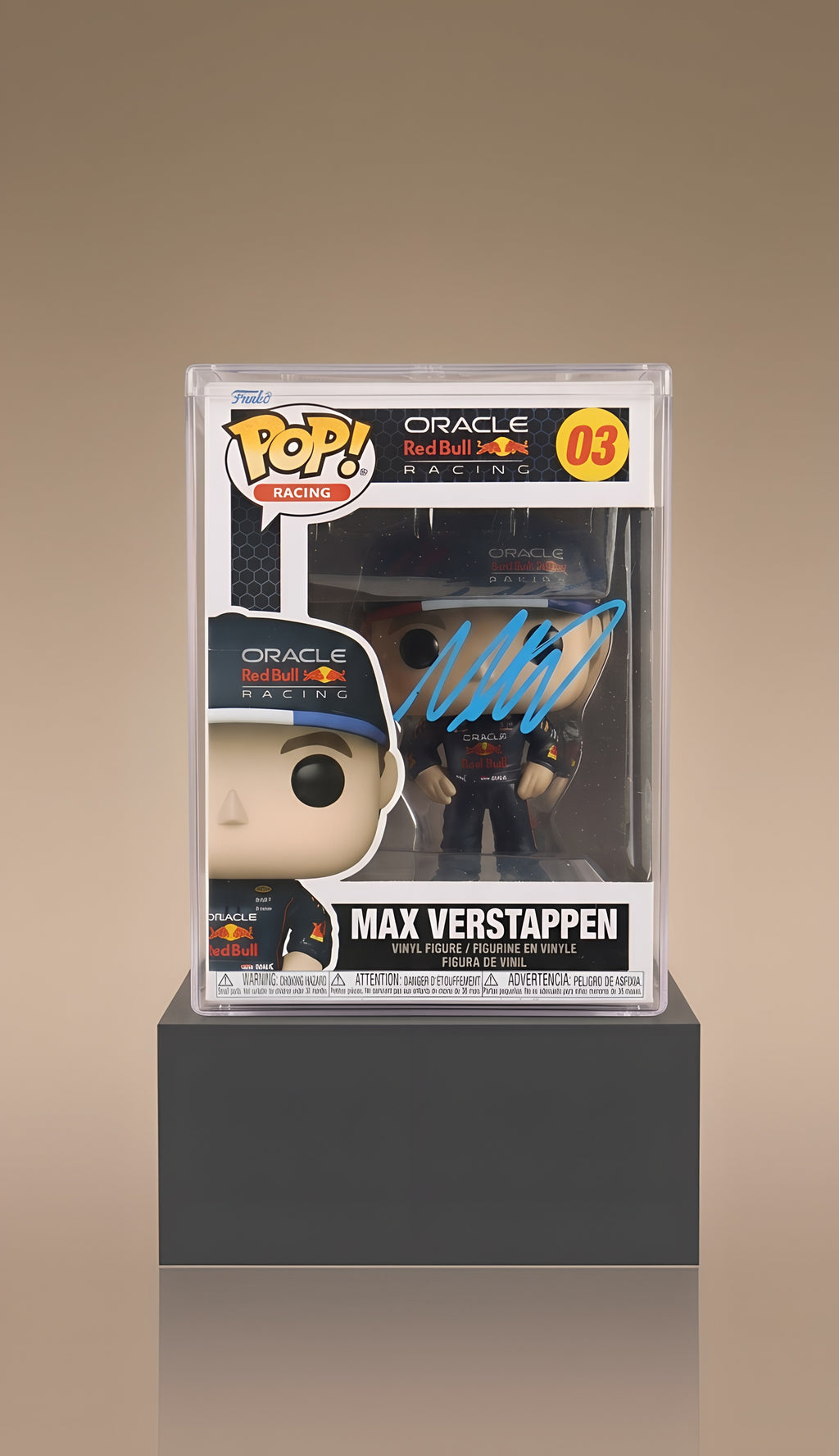 Funko Pop Autografiado por Max Verstappen (Oracle Red Bull Racing). Certificado PSA
