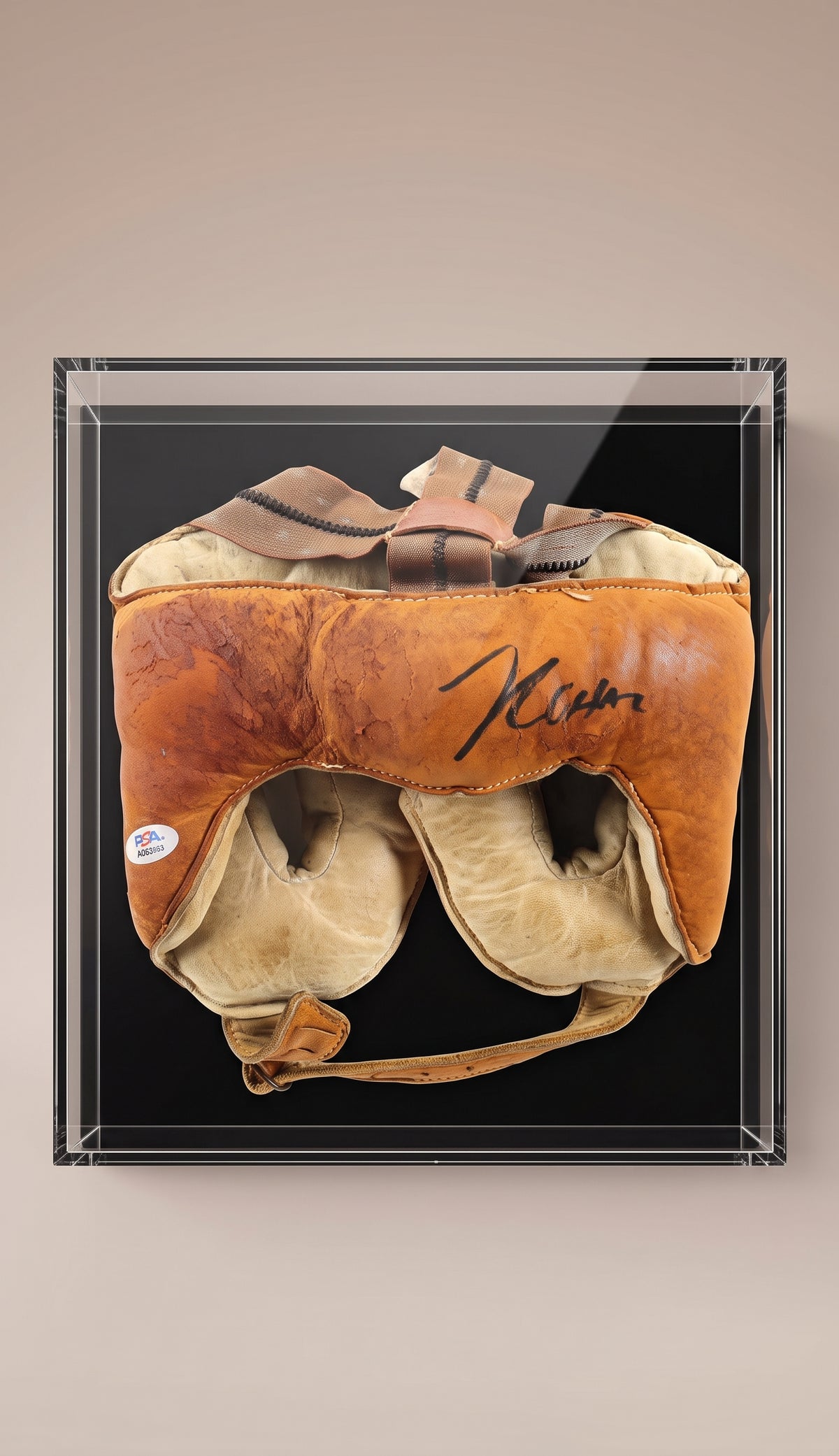Careta de Boxeo Vintage Autografiada por Julio César Chávez. Certificado PSA