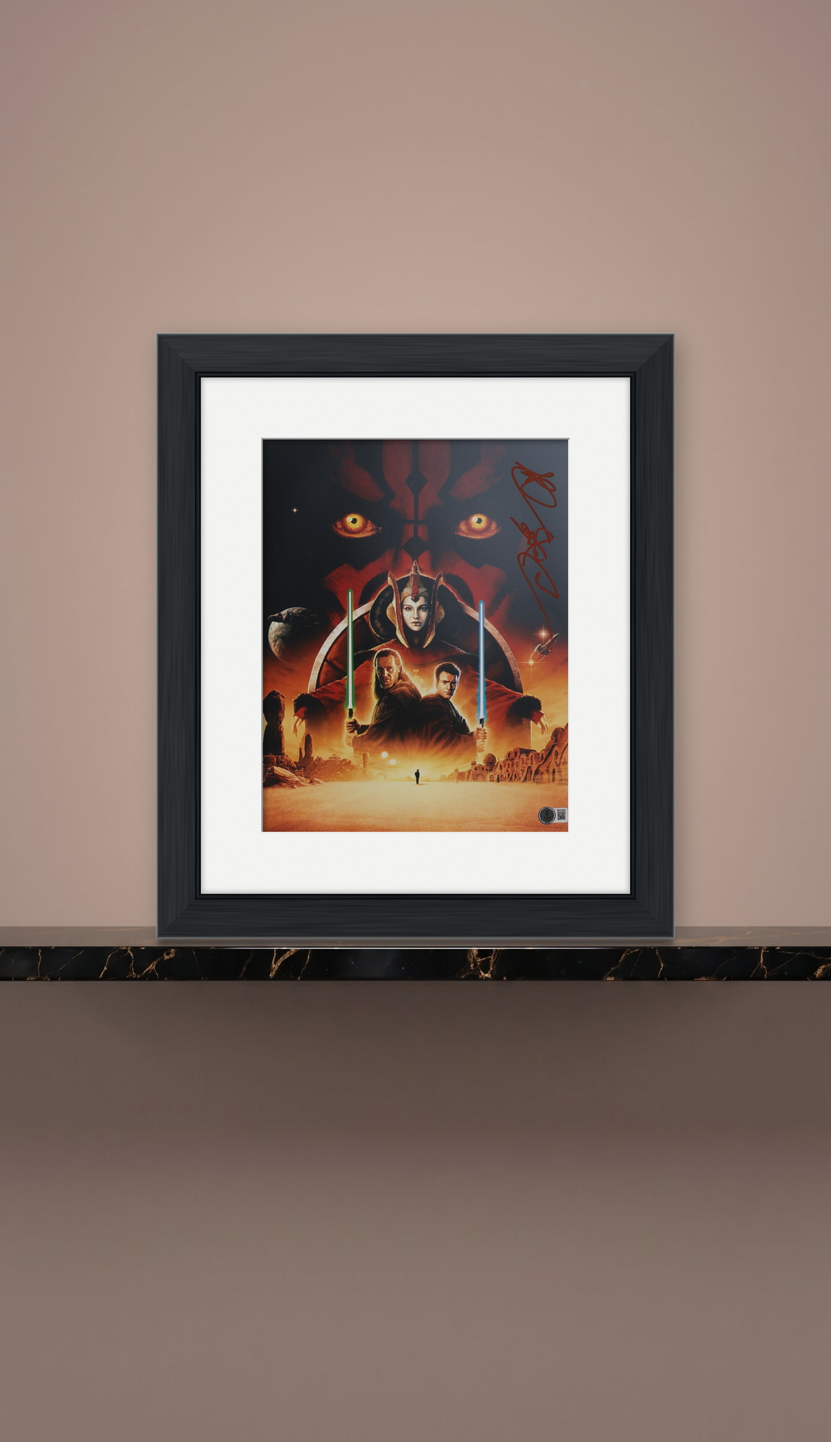 Póster Enmarcado 28x35 cm Autografiado por Ray Park. Star Wars: La Amenaza Fantasma