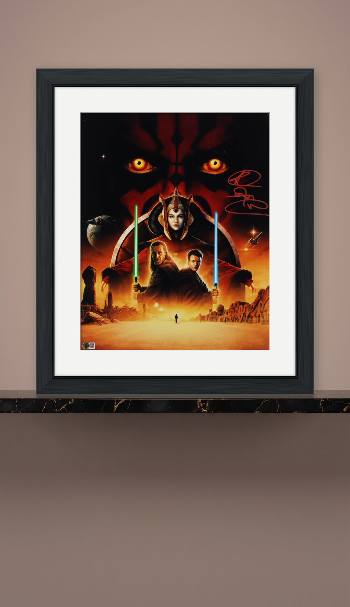 Póster Enmarcado 41x51 cm Autografiado por Ray Park. Star Wars: La Amenaza Fantasma
