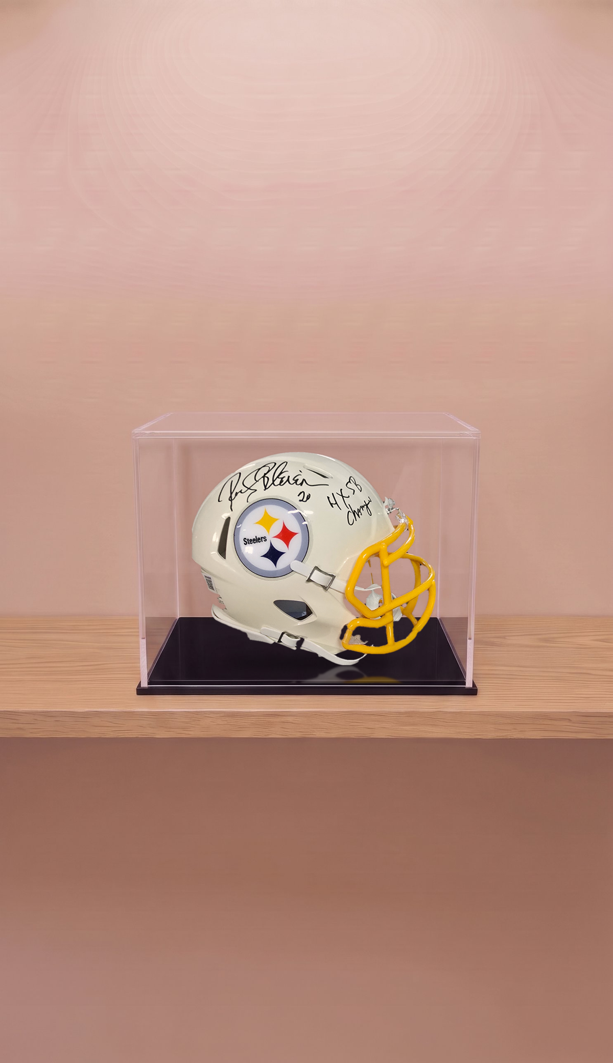 Minicasco Autografiado por Rocky Bleier. "4x SB Champs". Pittsburgh Steelers. Certificado Beckett