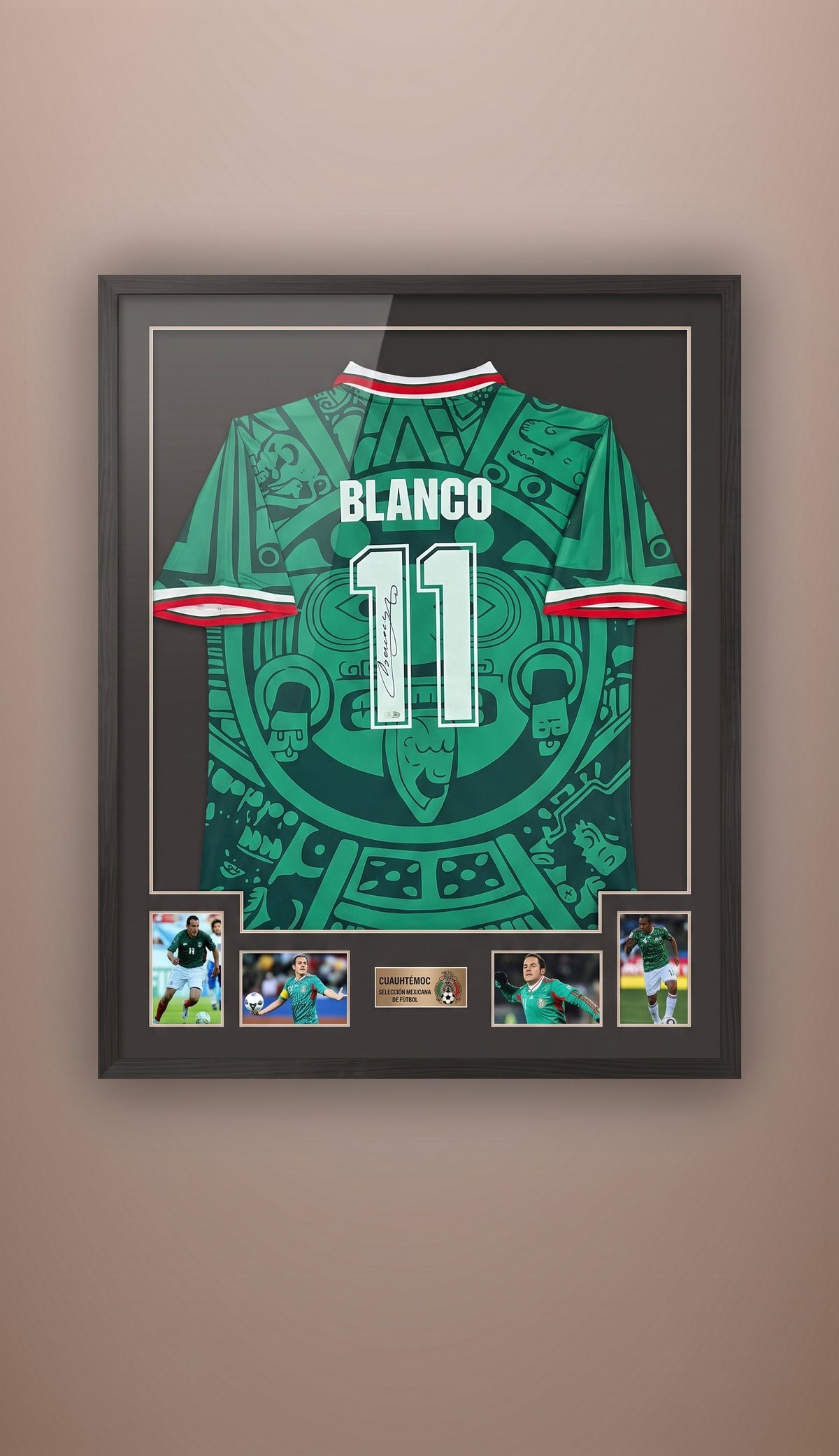 Jersey Autografiado Cuauhtémoc Blanco #11. Selección Mexicana Retro. Certificado Beckett