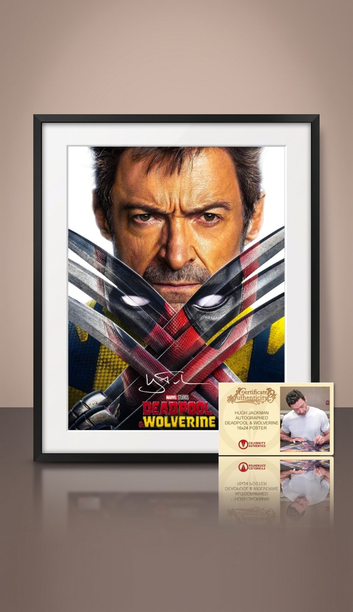 Fotografía Autografiada por Hugh Jackman (Wolverine). Deadpool & Wolverine. Certificado de Autenticidad
