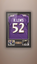 Jersey Autografiado Ray Lewis #52 Baltimore Ravens. Certificado JSA. Enmarcado