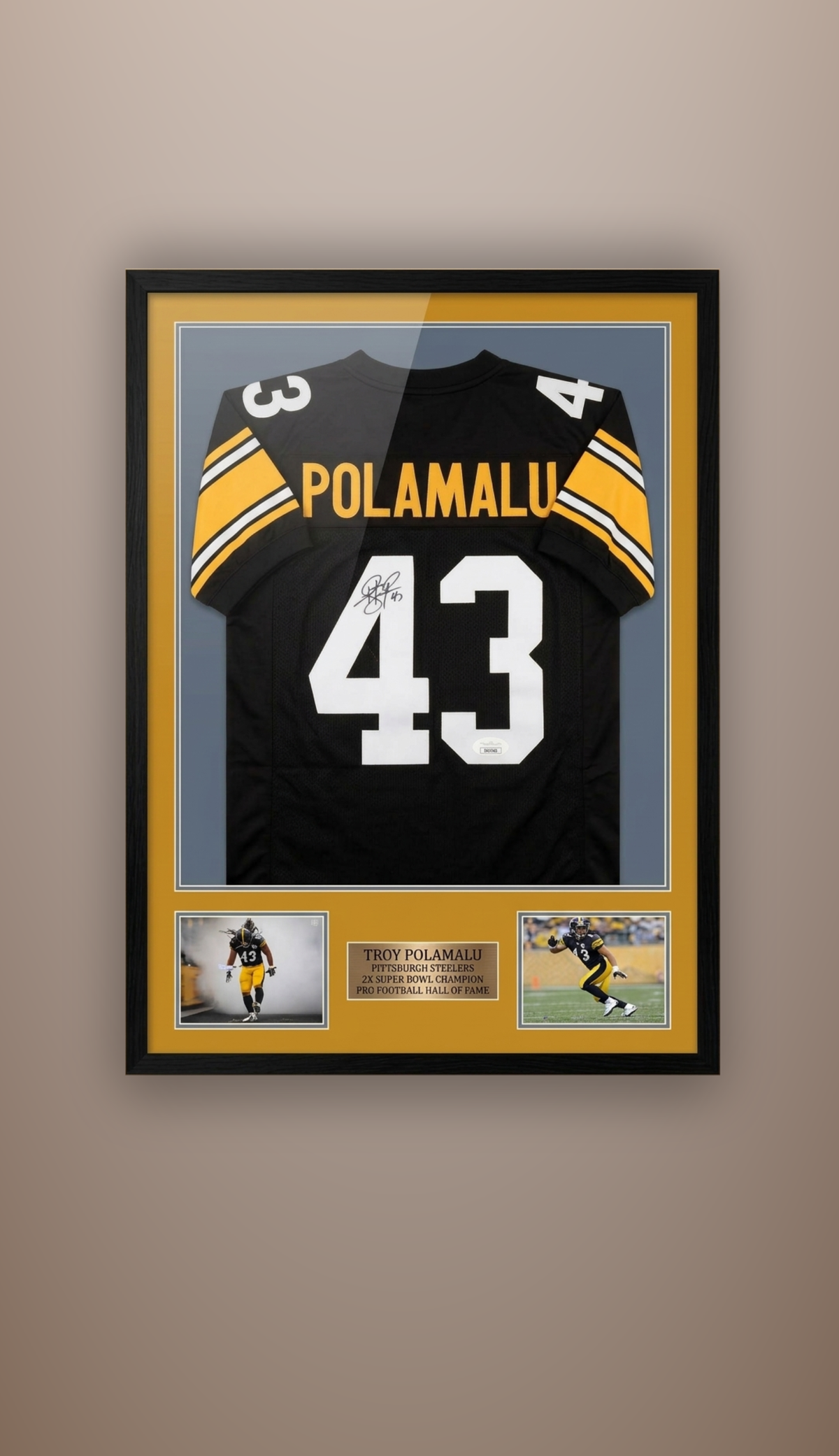 Jersey Autografiado por Troy Polamalu. Pittsburgh Steelers  Certificado JSA